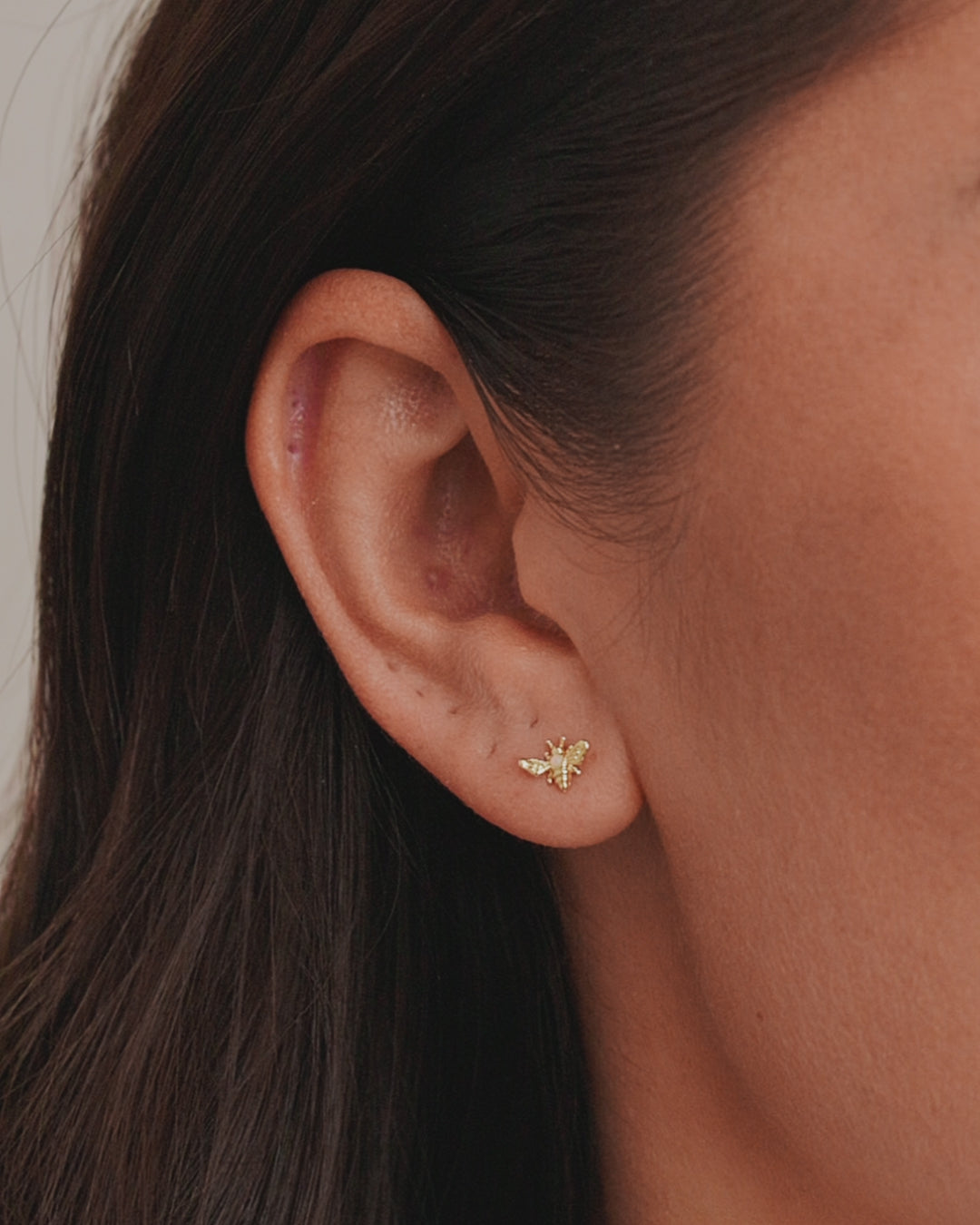 Bee Charm Stud || option::18K Gold Plated, Bee