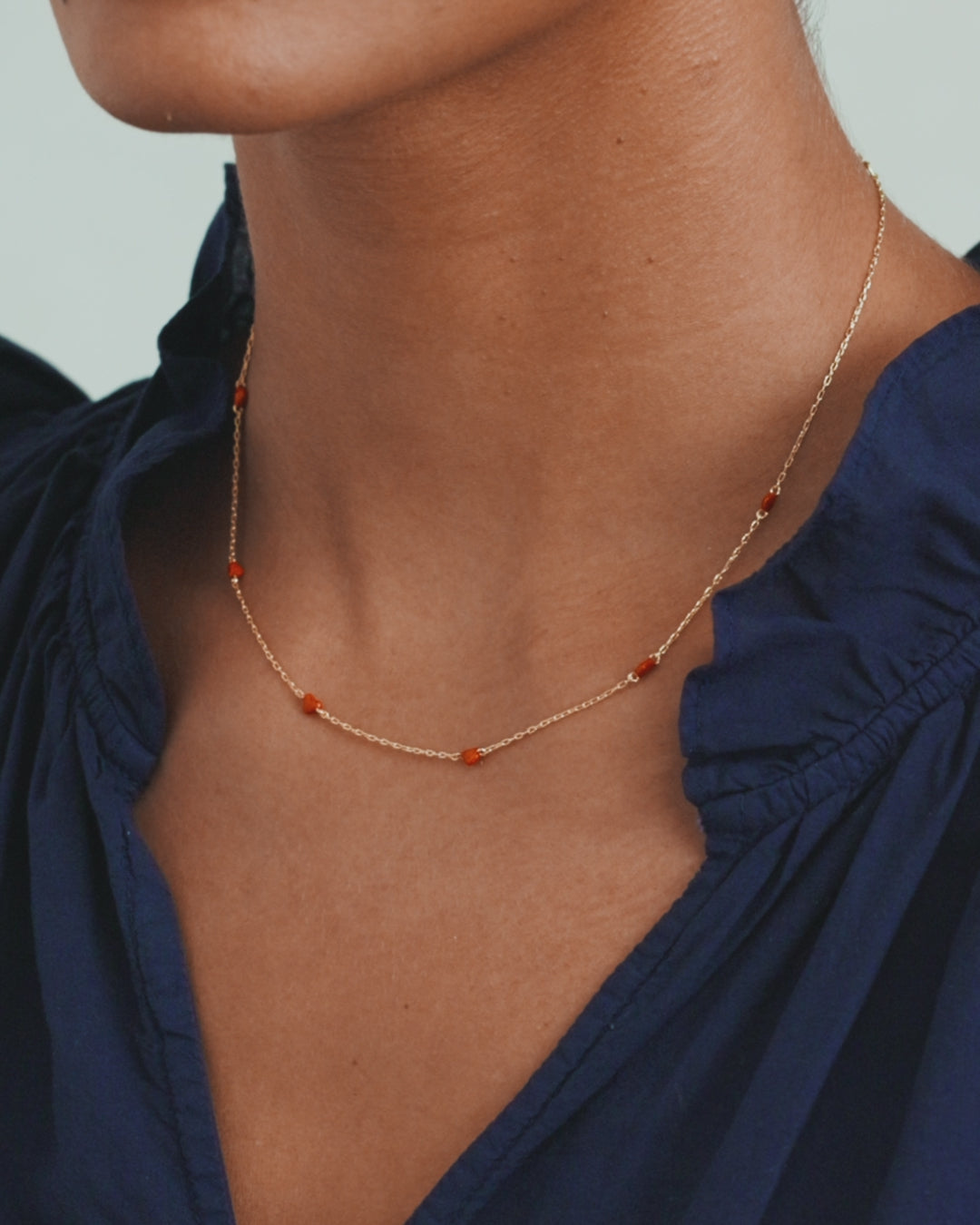 Amour Necklace Red Enamel || option::18K Gold Plated