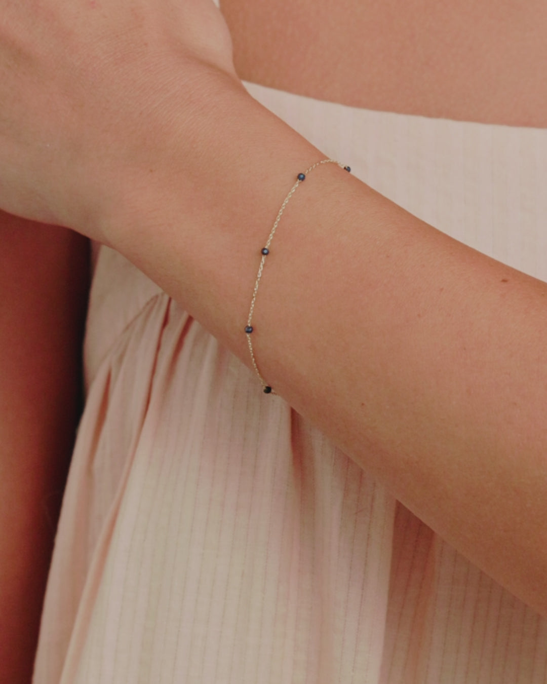 Blue Sapphire Newport Bracelet || option::14K Solid Gold, Blue Sapphire - September