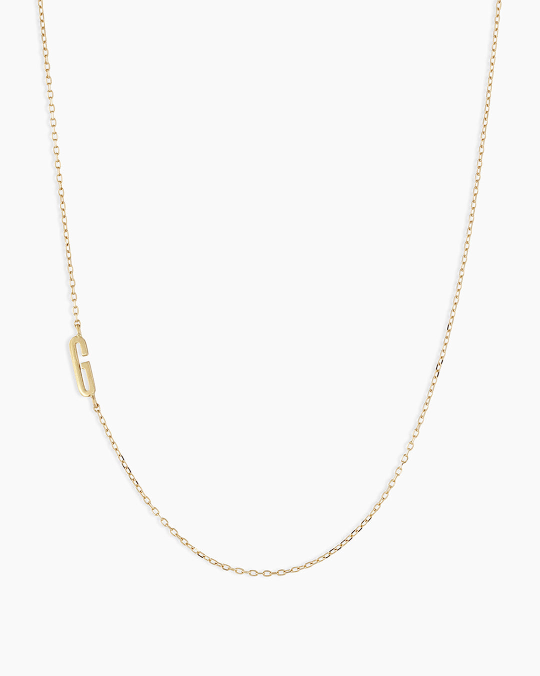 Woman wearing Alphabet Necklace || option::14K Solid Gold, G