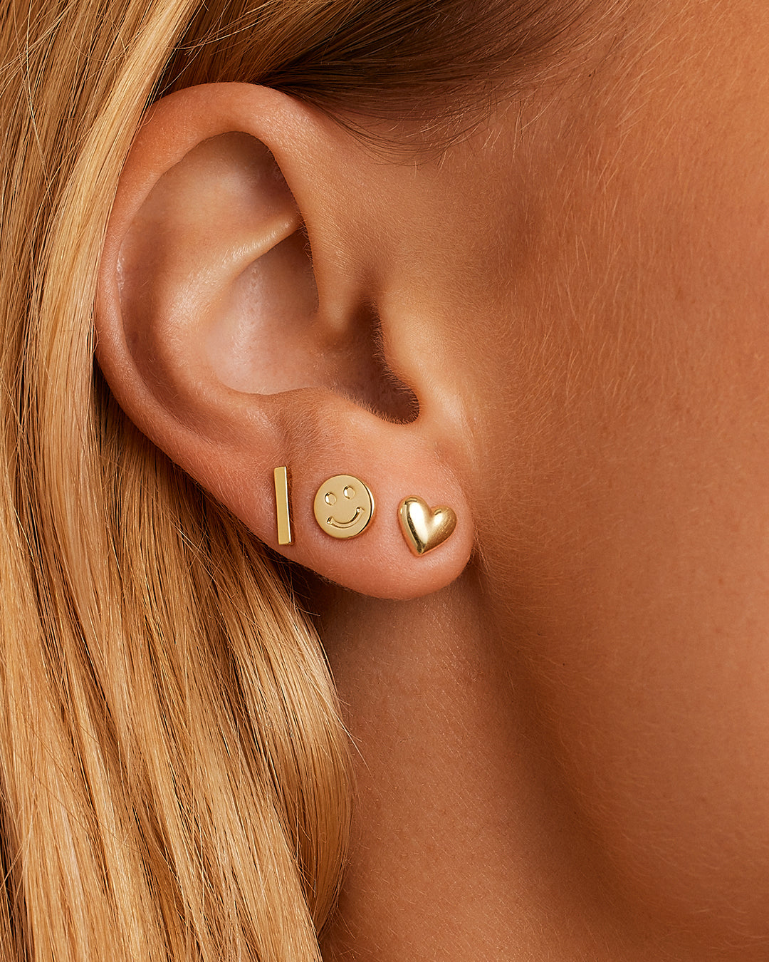 Bar Charm Stud || option::18K Gold Plated