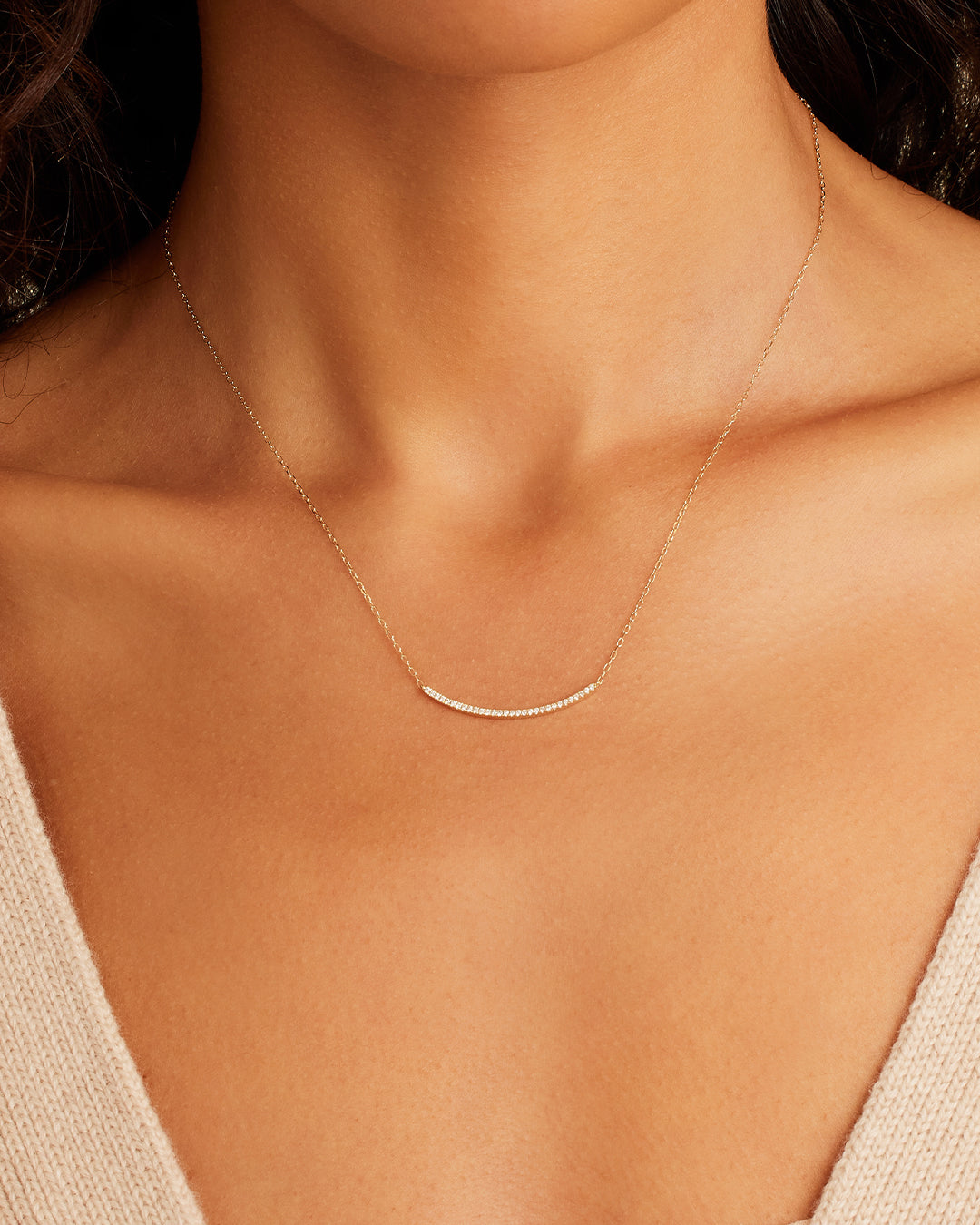 Diamond Taner Bar Necklace || option::14K Solid Gold