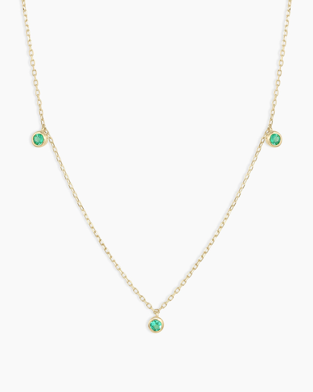 Classic Emerald Trio Necklace || option::14K Solid Gold
