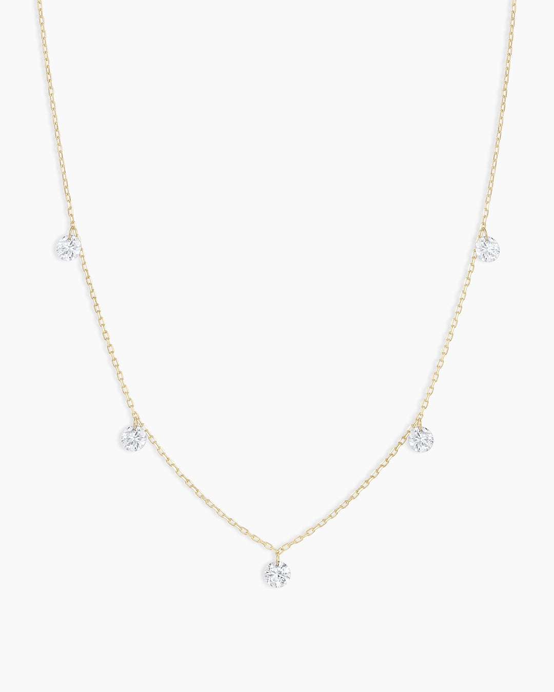 Floating Diamond Flutter Necklace || option::18K Solid Gold